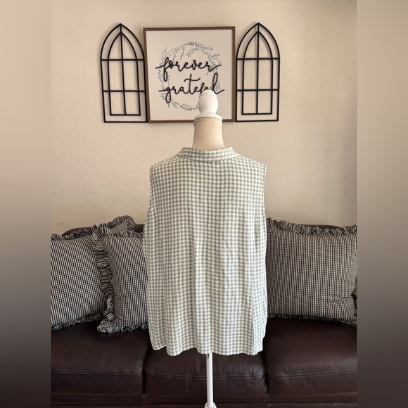 Vintage Pastel Green & Off White Gingham Button Up Vest No Size Summer Casual - Picture 7 of 11